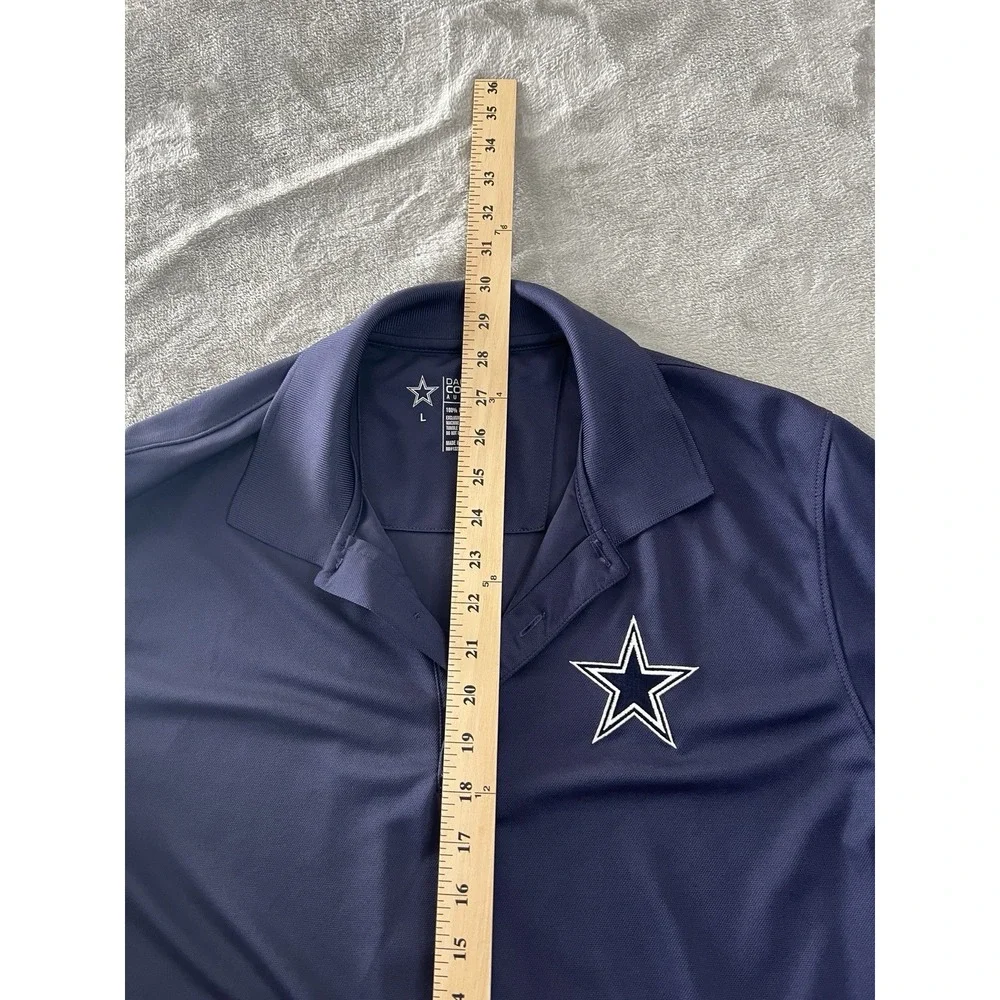 Dallas Cowboys Mens Shirt Large Navy Blue NFL Team Logo Performance Golf Polo